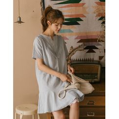 GOROKE - Fringe-Trim Ruffle-Hem Dress GOROKE - Fringe-Trim Ruffle-Hem Dress