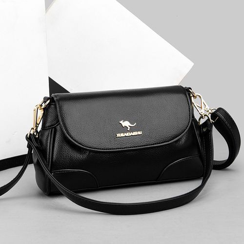 Mayanne - Genuine Leather Asymmetrical Flap Crossbody Bag