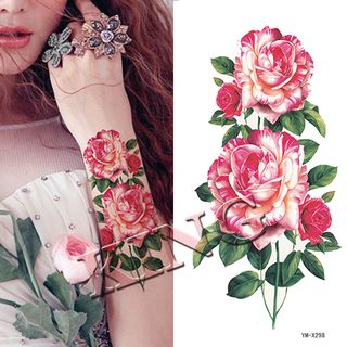 Pivoine-Tatuaje temporal impermeable con diseño de peonía