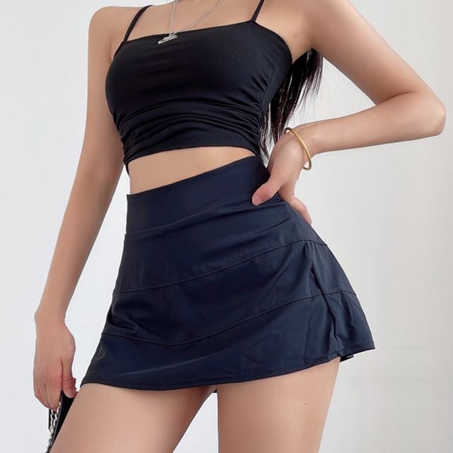 Runyz-High Waist Plain Sport Skirt