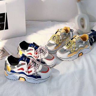 color block platform sneakers