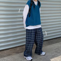 Chuoku - Plaid Wide-Leg Pants Chuoku - Plaid Wide-Leg Pants
