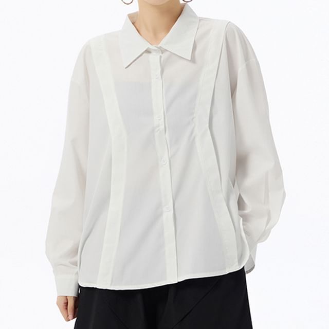 KUMI-Long-Sleeve Plain Shirt