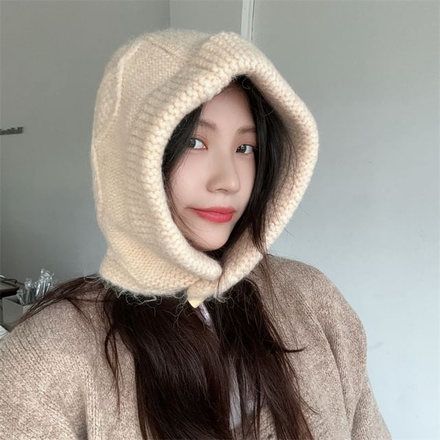 4-4 STUDIO-Plain Knit Balaclava