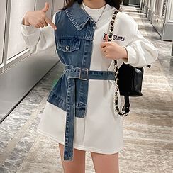 Island Puppies - 小童牛仔拼接衛衣連衣裙 Island Puppies - 小童牛仔拼接衛衣連衣裙