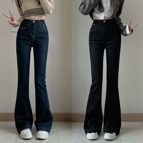 Low-Rise Washed Bell-Bottom Jeans