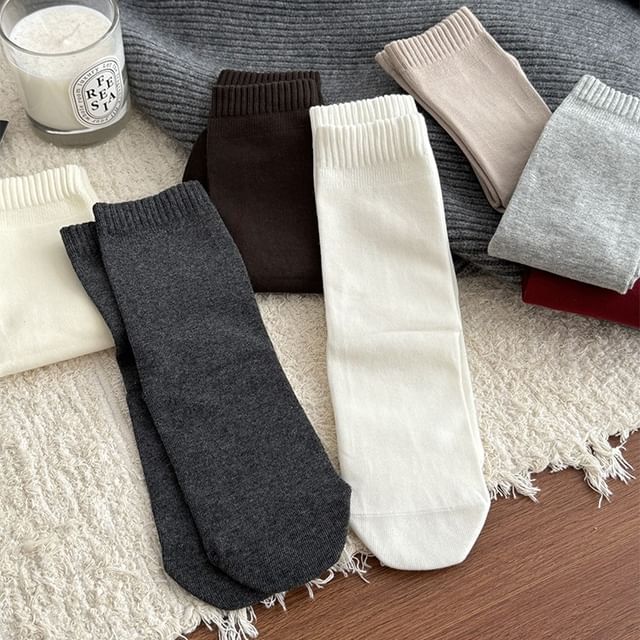 Mimiyu-Plain Crew Socks Set