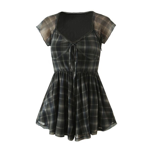 slim fit dress slacks Tiered Plaid Mini Dress