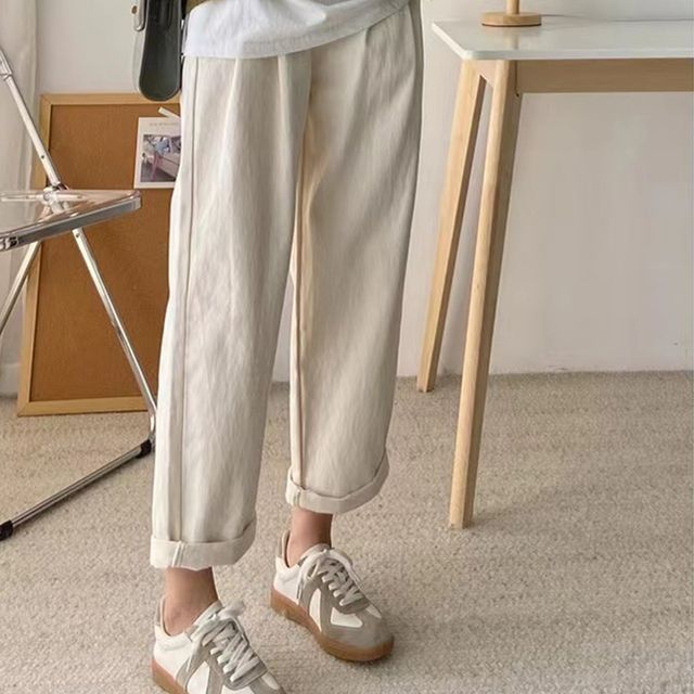 Everose-Mid Rise Plain Loose Fit Pants