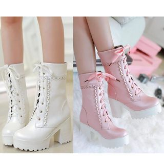Freesia-Block Heel Mid-calf Boots