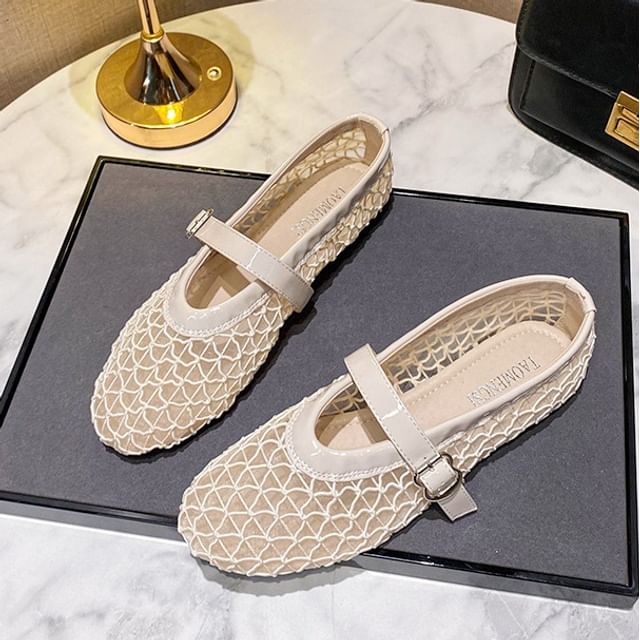 Anran-Mesh Mary Jane Flats