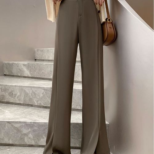 YAYAGREEN - High Waist Slit Wide Leg Suit Pants (Various Designs)