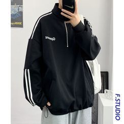 CooLook - Striped Half-Zip Sweatshirt CooLook - Striped Half-Zip Sweatshirt