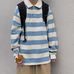 LINSI - Striped Long-Sleeve Polo Shirt LINSI - Striped Long-Sleeve Polo Shirt