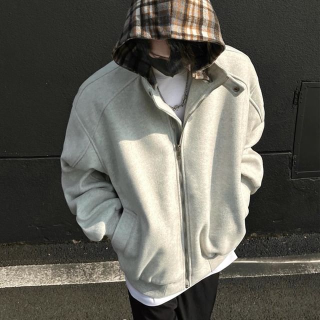 DragonRoad-Mock Two-Piece Hooded Zip-Up Jacket