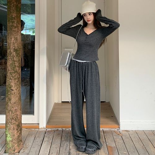 Low Waist Loose-Fit Wide-Leg Sweatpants