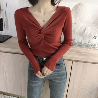OGAWA-Long-Sleeve Twisted Knit Top
