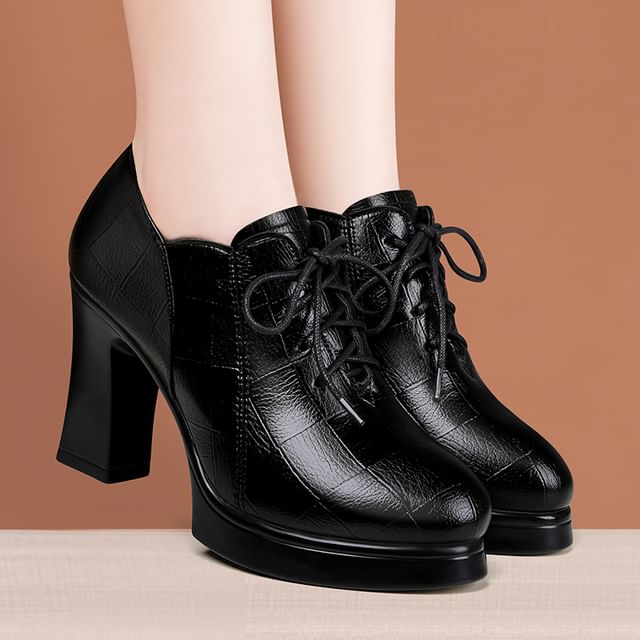 Freesia-High Heel Brogue Lace-Up Oxfords