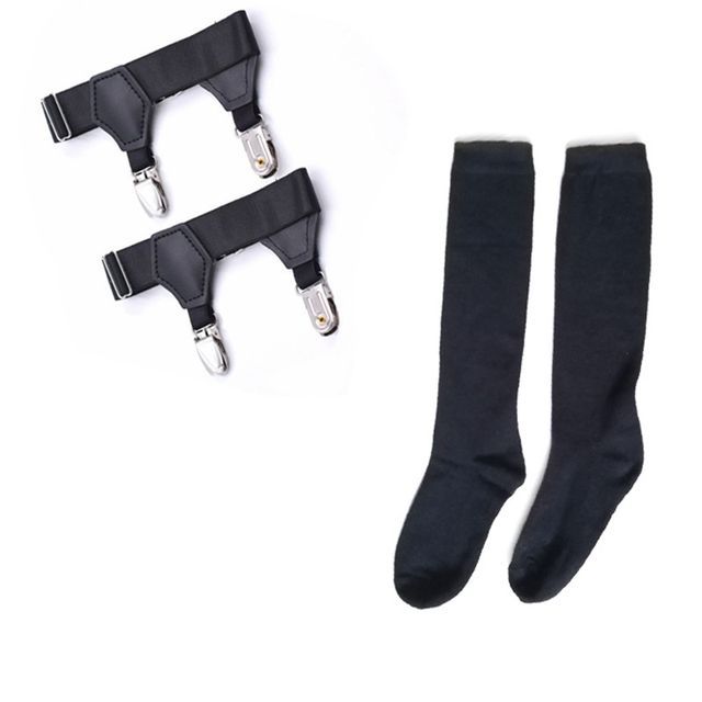 Drexxiax-Garter Plain Socks Set