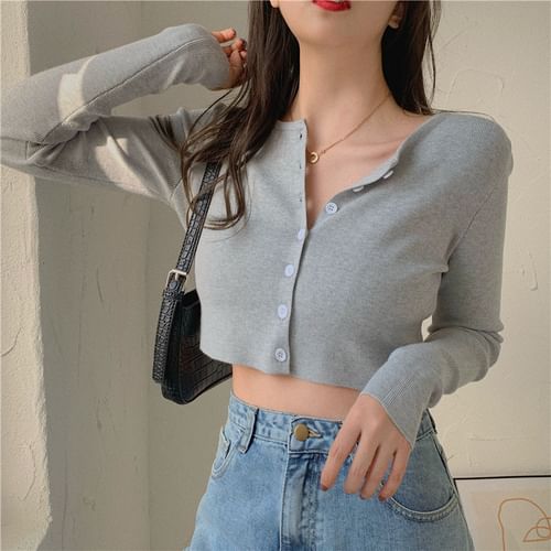 Cropped gray clearance cardigan