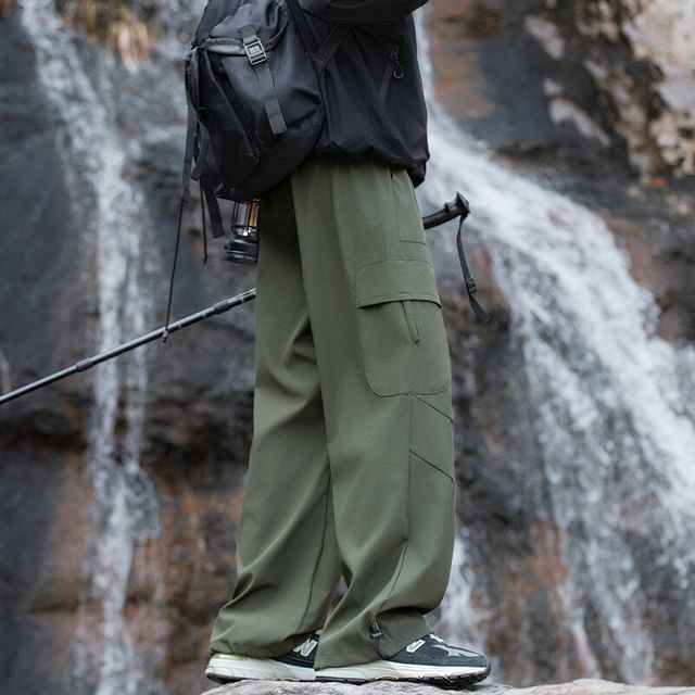 Fireon-High Waist Plain Wide Leg Cargo Pants