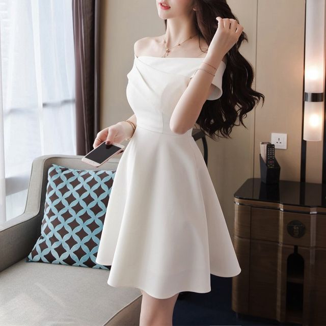 NIAT - Short-Sleeve Off Shoulder Mini A-Line Dress | YesStyle