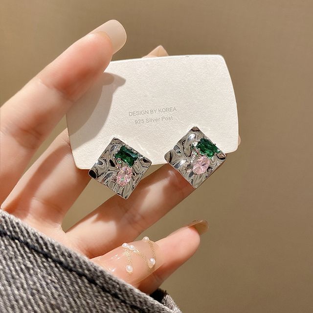 LIVSIA-Square Rhinestone Stud Earring