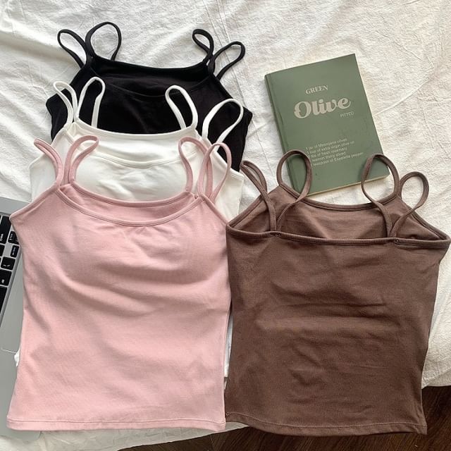 Maisee-Plain Padded Camisole Top