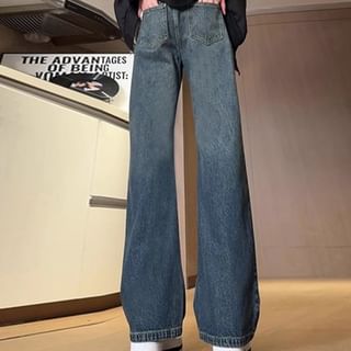 emeisa-Mid Rise Washed Bootcut Jeans