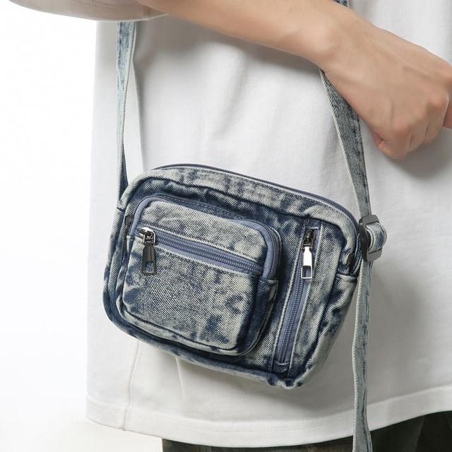Hikuozy-Denim Washed Crossbody Bag