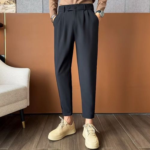 High Quality Plaid Dress Pants Men 2023 New Business Casual Tapered Leg  Trousers with Checkered Pattern