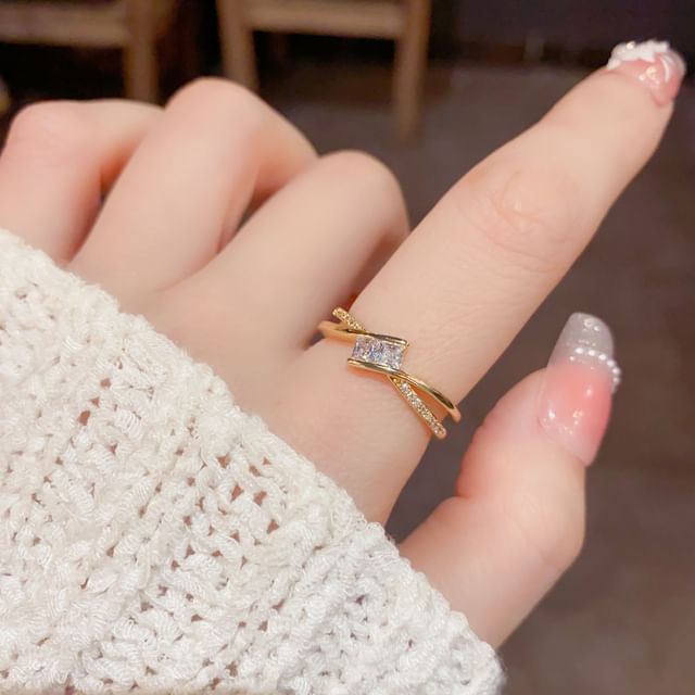 Chimerro-Rhinestone Alloy Open Ring