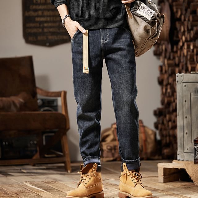 Nataro-High Waist Washed Straight Leg Jeans