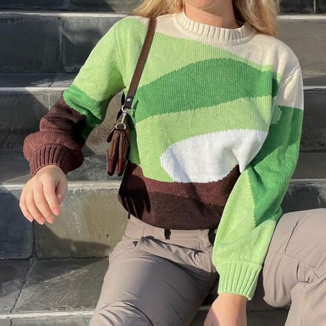 Sherionne Mock Neck Color Block Sweater YesStyle