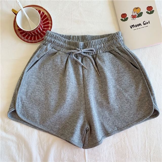 Sienne-High Waist Plain Shorts