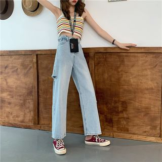 loose fit cropped jeans