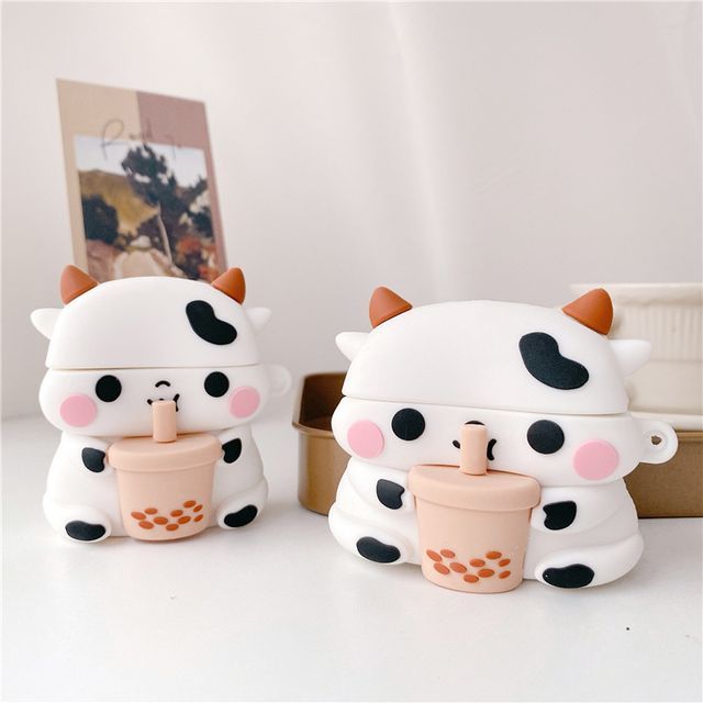 - Cow Holding Bubble Tea AirPods Earphone Case Skin | YesStyle