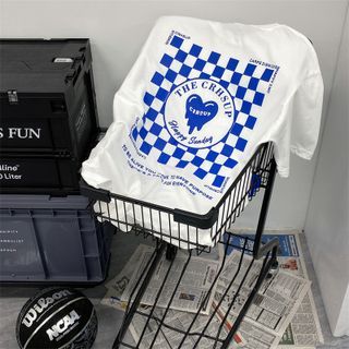 Iduna - Checkerboard Heart Print T-Shirt | YesStyle