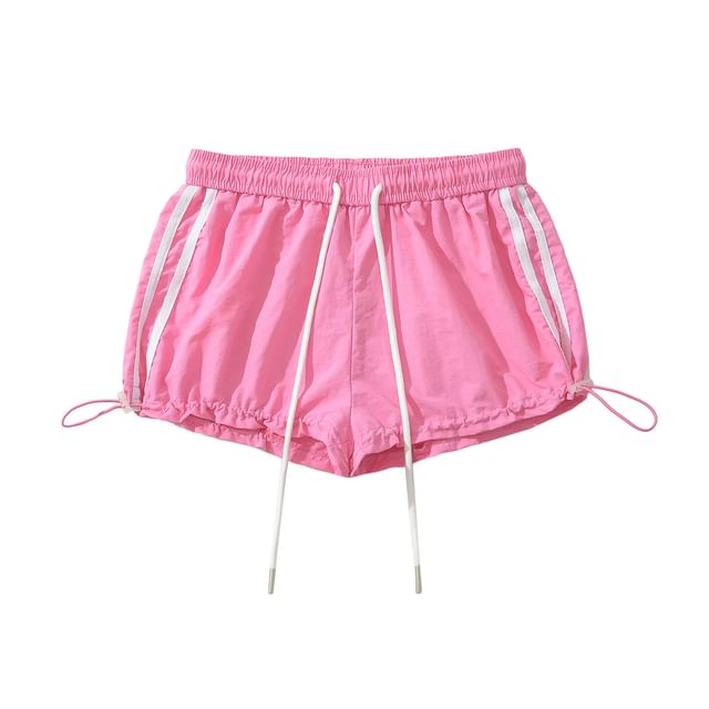 Ulark-Drawstring Waist Two Tone Sweat Shorts