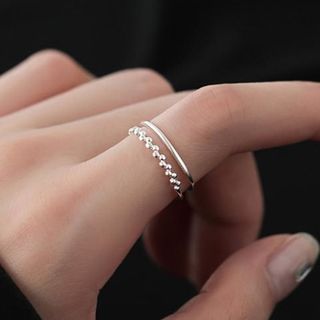 Parskletie-Layered Sterling Silver Open Ring