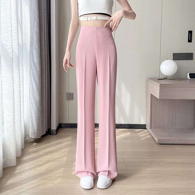 high waisted flare dress pants Red Split Neck Puff Short Sleeve Tiered Midi Dress main image 0