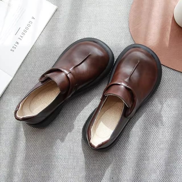 Freesia-Faux Leather Adhesive Strap Slip Ons