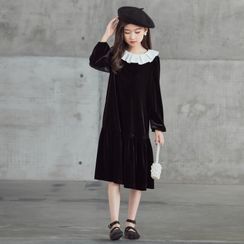 Cynanne - 小童飾領長袖直身連衣中裙 Cynanne - 小童飾領長袖直身連衣中裙