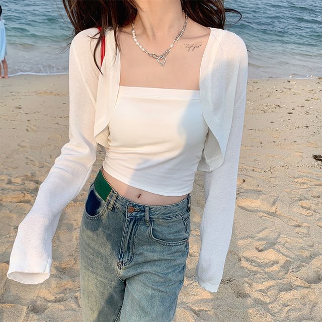 KUMI-Plain Bolero Cardigan