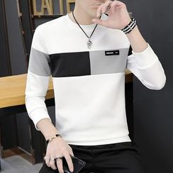 Beatit - Long-Sleeve Color Block T-Shirt