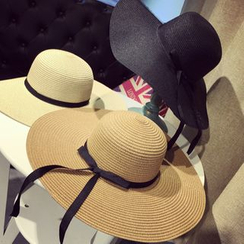 Jiggon - Bow Detail Straw Sun Hat Jiggon - Bow Detail Straw Sun Hat