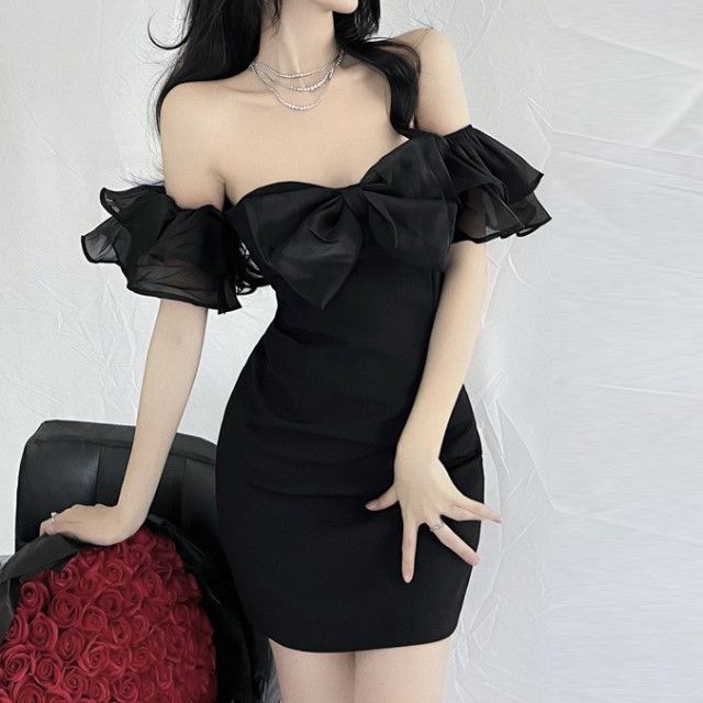 off shoulder bow mini dress - white Strapless Off The Shoulder Bow Mini Dress – BOUGIE GLITTER