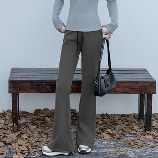 Magimomo-Mid Rise Plain Flared Pants
