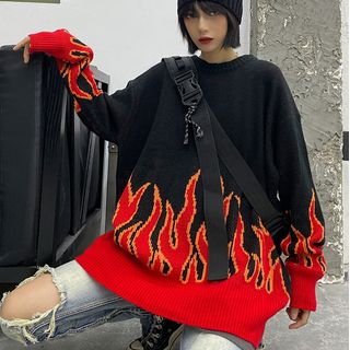 jacquard flame sweater