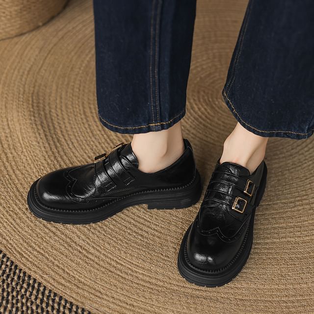 Megan-Platform Plain Faux Leather Loafers